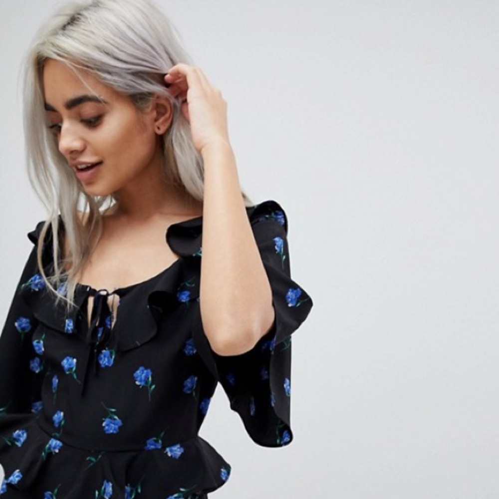 Fashion Union Blue Floral Jumpsuit